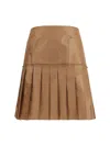 Fendi Pleated Silk Taffeta Mini Skirt In Brown