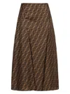 Fendi High Waisted Skirt In Twill Print Ff Clothing In Brown