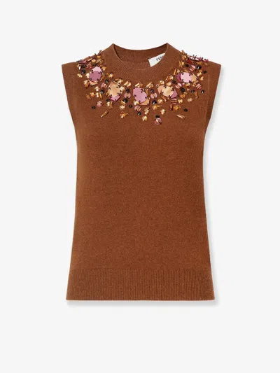 FENDI FENDI WOMEN SLEEVELESS WOOL AND CASHMERE SWEATER
