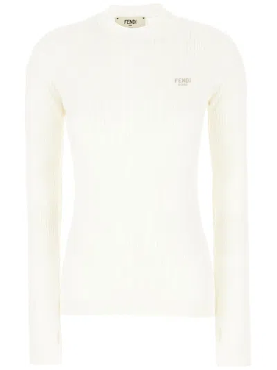 Fendi Women Slim Fit Sweater In White