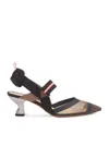 Fendi Tech Mesh Hummingbird Slingbacks Shoes In Black
