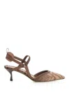 Fendi Ff Pattern Strap Pumps In Brown
