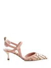 Fendi Pink Ff Velvet Colibrì Lite Slingback In Multi