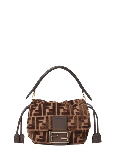 Fendi Women Mamma Baguette Small Ff Velvet Jacquard Crossbody Bag In Multi