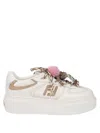 Fendi Match Low Top Platform In White Leather With Charm Women In White