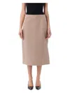Fendi Linen Midi Skirt In Beige