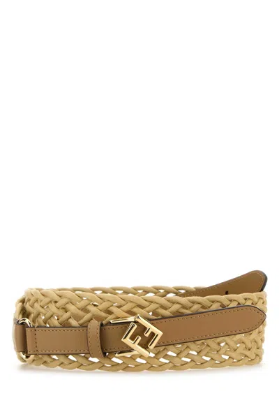 Fendi Women Straw Belt In Brown