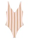 Fendi Striped Swimsuit High-cut Leg