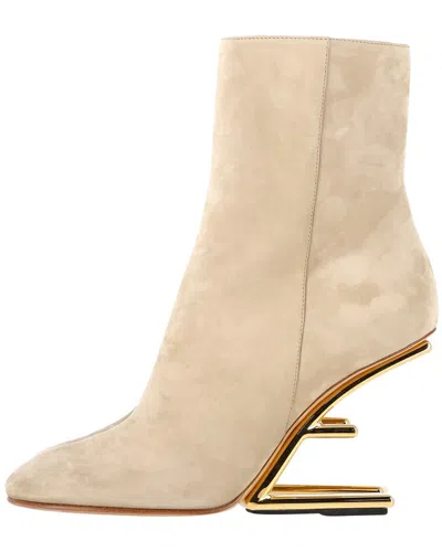 Fendi Women's Suede First Bootie (authentic Pre-loved) In Neutral