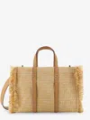 Fendi Women Summer Tote Rafia Shoulder Bag With All-over Ff Logo In Multi