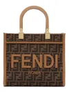 Fendi Ff Jacquard Small Sunshine Shopper Bag In Brown