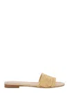 Fendi Women 'sunshine' Beige Sandals With Ff Embroidery On The Front And Platform Sole In Raffia Wom In Multi