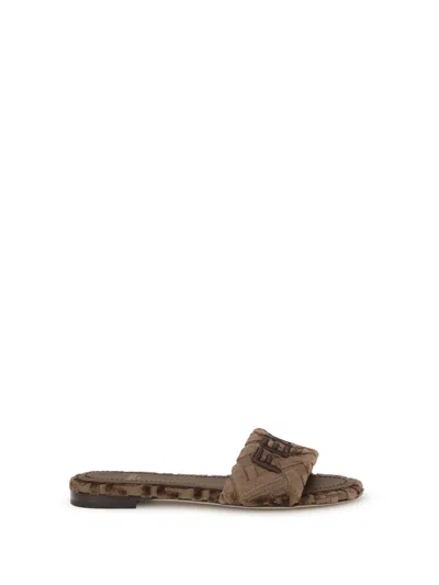 Fendi Women Sunshine Slide Sandals In Brown