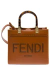 Fendi Small Sunshine Leather Tote Bag In Brown