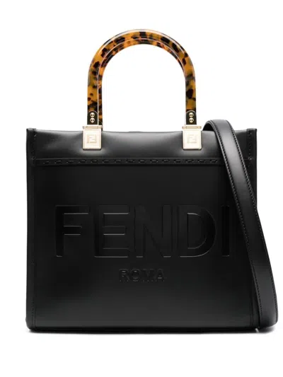 Fendi Women Sunshine Small Shopper Bag In Black