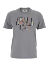 Fendi Grey Melange Cotton T-shirt Women In Gold