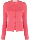 Fendi Ribbed Texture Long Sleeves Round Neck In Pink