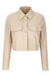 Fendi Collared Structured Cropped Jacket Detail In Cream