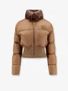 Fendi Women Technical Fabric And Shearling Down Jacket In Brown