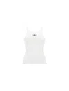 Fendi Women White Ribbed Tank Top With Contrasting Logo Embroidery In Stretch Cotton Woman In White