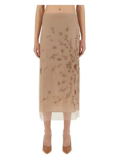 FENDI WOMEN'S TULLE SKIRT WITH EMBROIDERY