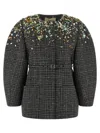 Fendi Crystal-embellished Jacket In Gray