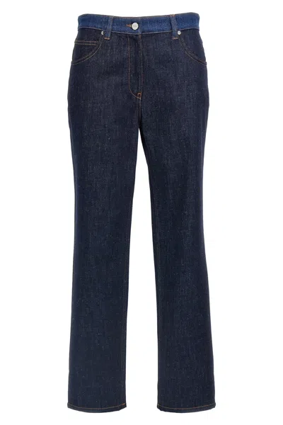 Fendi Two-tone Jeans In Blue