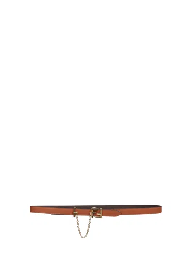 Fendi Women Two-tone Leather Reversible Ff Belt In Brown