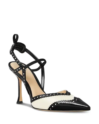Fendi Women's Two Tone Patent Leather Slingback Pumps In Black