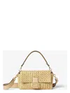 Fendi Viscose Fibre Crochet Medium Baguette Bag In Brown
