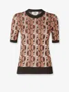 Fendi Three-dimensional Jacquard Sweater With Geometric Pattern In Brown