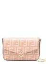 Fendi Wallet On Chain Leather Shoulder Bag With Ff Embossed Motif In Balrosequa