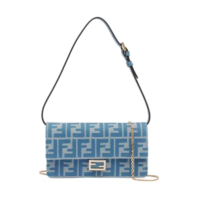 Fendi Women Wallet On Chain Baguette In Bc Blue+blue+os