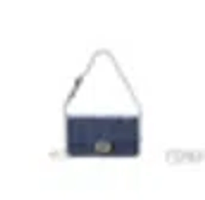Fendi Women Wallet On Chain Denim Flock Ff In Blue
