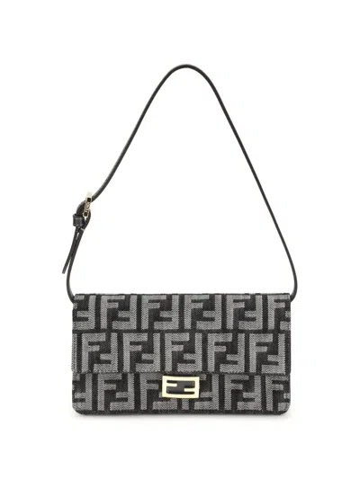FENDI FENDI WOMEN FF DENIM CLUTCH BAG