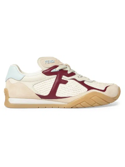 Fendi Wave Pulse Leather Sneaker In White