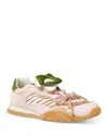Fendi Wave Pulse Suede Sneakers With Satin Inserts In Brown