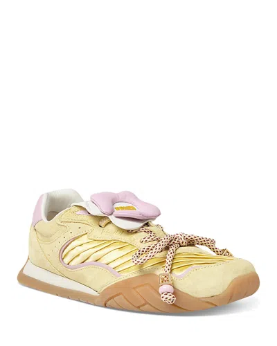 Fendi Wave Pulse Yellow Fabric And Suede Low-tops In Multi