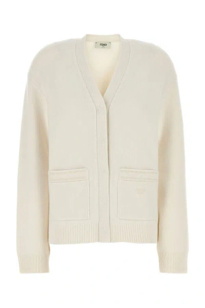 Fendi White Cashmere Blend Cardigan