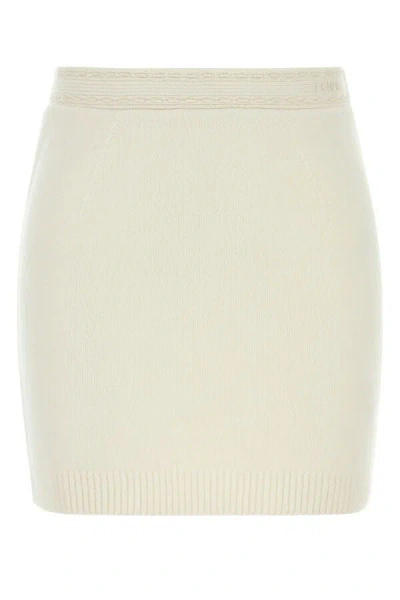Fendi Women White Cashmere Blend Mini Skirt