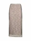Fendi White Floral Lace Layered Midi Skirt In Brown