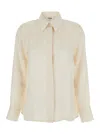Fendi Women White Shirt With Pointed Collar And Ff Motif In Silk Woman In Neutral