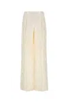 Fendi Pantalone Dalla Gamba Ampia In Seta Bianca Donna In White