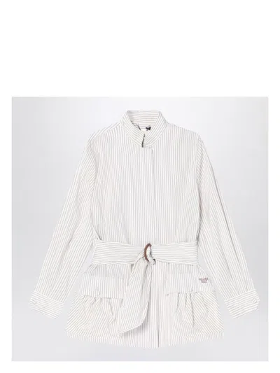 Fendi Women's White Striped Cotton And Silk Blouson