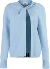 Fendi Light Blue Cashmere And Wool Cardigan In Light Blue