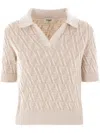 Fendi Beige Ff Wool And Cashmere Polo Shirt In Multicolor