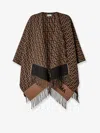 Fendi Women Wool And Cashmere Poncho In Burgundy
