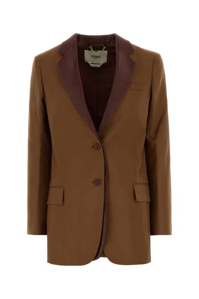 Fendi Women's Wool & Mohair Blend Blazer In Brown