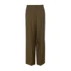 Fendi Women Green Pants With Front Pences And Wide Leg In Wool Woman In Green