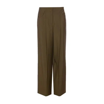 Fendi Women Wool And Mohair Pants In Green